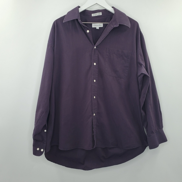 Dior Other - Christian Dior Men's Button Up Shirt Purple VTG